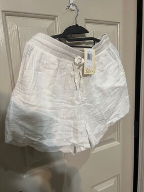 Elan white  Drawstring High-Waist Women’s Shorts